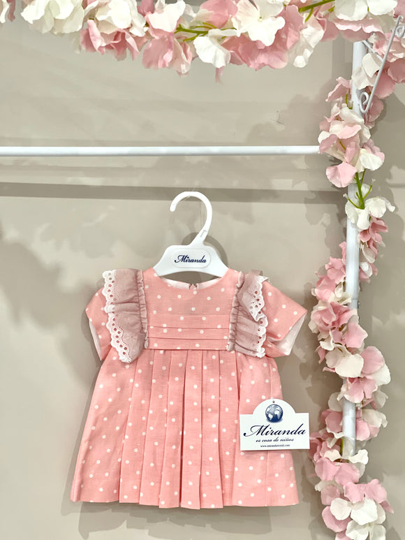 Miranda Vestito a pois salmone 3 mesi a 5 anni