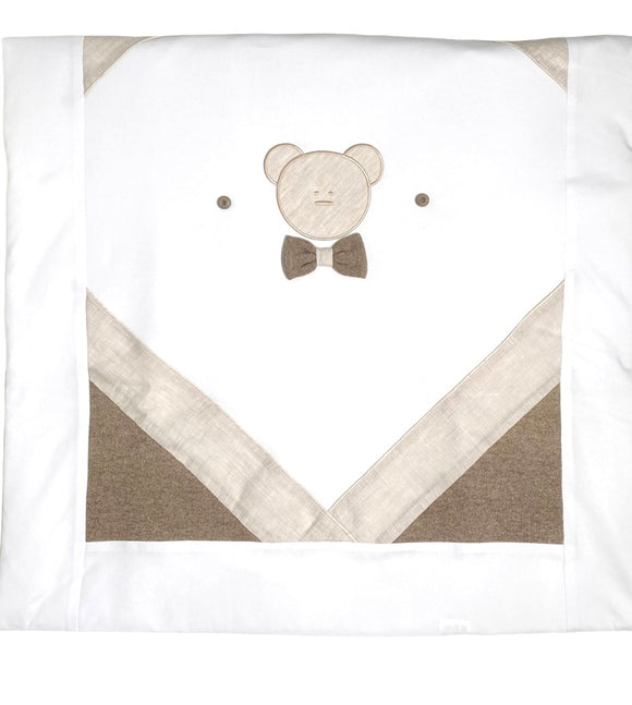 Coperta In Cotone-Con Orso Bianca E Beige Neonato LA SARTORIA DEI PICCOLI LC111