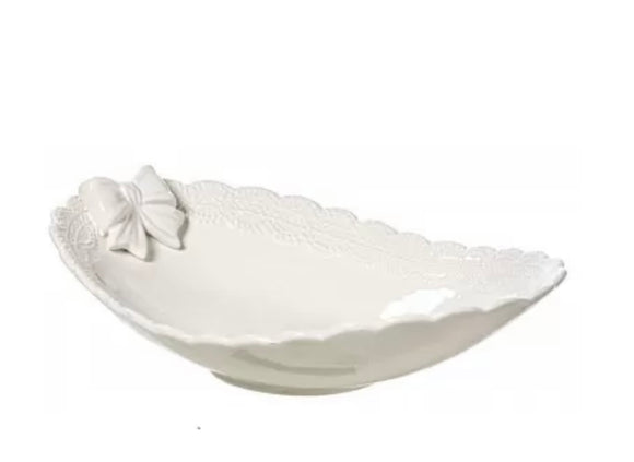Vassoio ovale in ceramica con fiocco L’Arte Di Nacchi