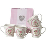 L'ARTE DI NACCHI mug tazza da latte a fiori ceramica bianca 10x14x10,5 cm