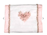 Coperta in Cotone-Bianca Con Petali E Organza Rosa Neonata LA SARTORIA DEI PICCOLI LC103