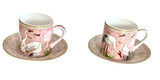 EasyLife Dancing Herons Set 2 tazzine caffe con piattini in porcellana di alta qualità