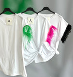T-Shirt Con Piume Taglia Unica