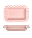 Vassoio Blanc Mariclo' rosa ceramica bordi smerlati shabby