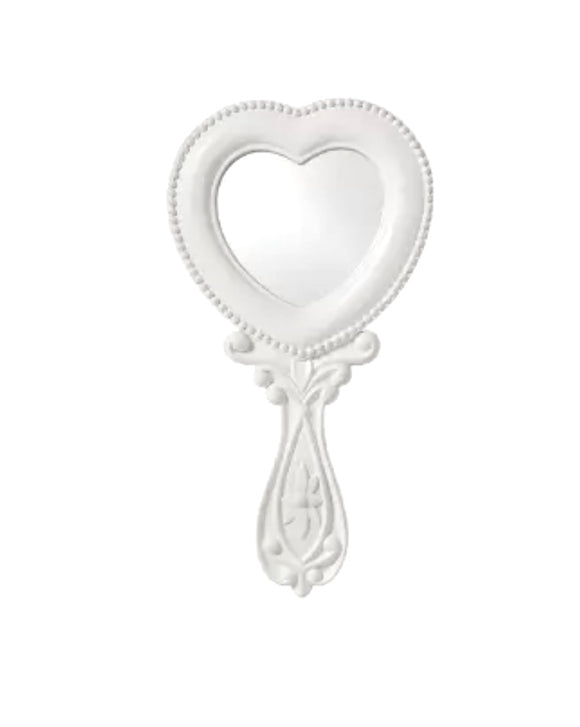 SPECCHIO DA BORSA A FORMA DI CUORE 15X27CM COLORE BIANCO