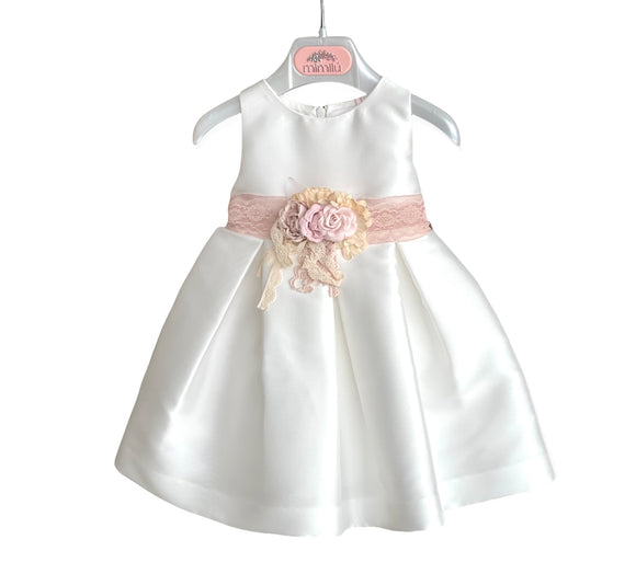 MIMILU' abito da cerimonia con cinta 312 colore BIANCO